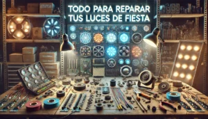 Variedad de repuestos para luces de fiesta, incluyendo LEDs, circuitos y más